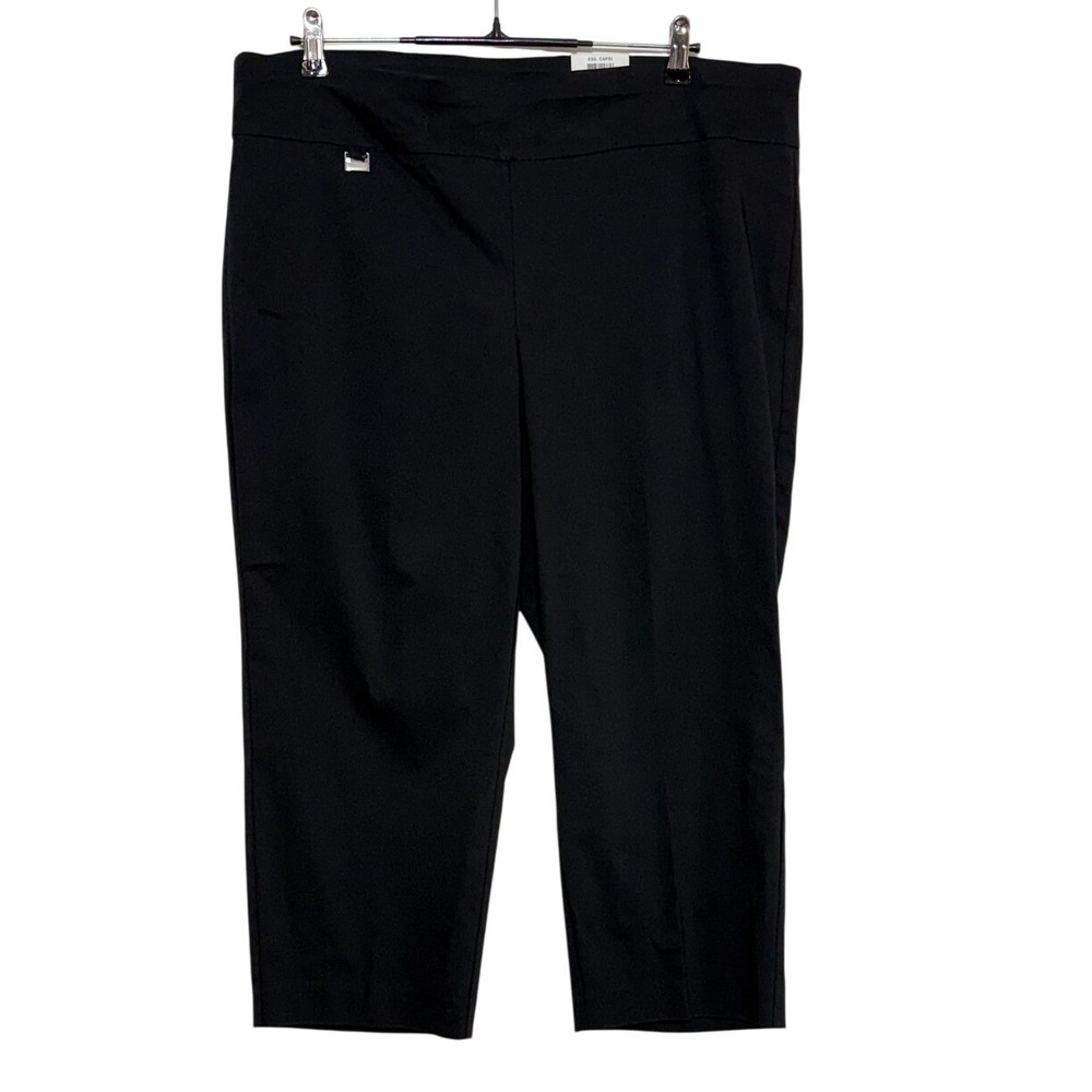 NEW Alfani Pants Women 18W 39X23 Black Crop Capri Pull On Tummy Control Stretch